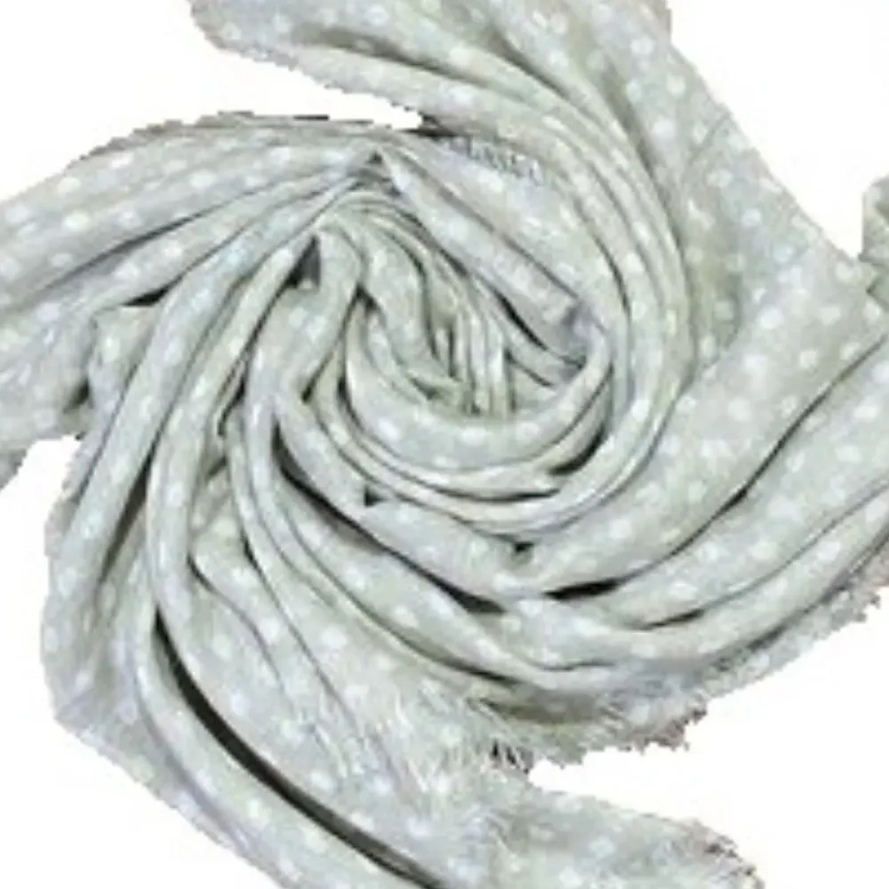 Lightweight Gray Viscose Infinity Scarf with White Polka Dots L35